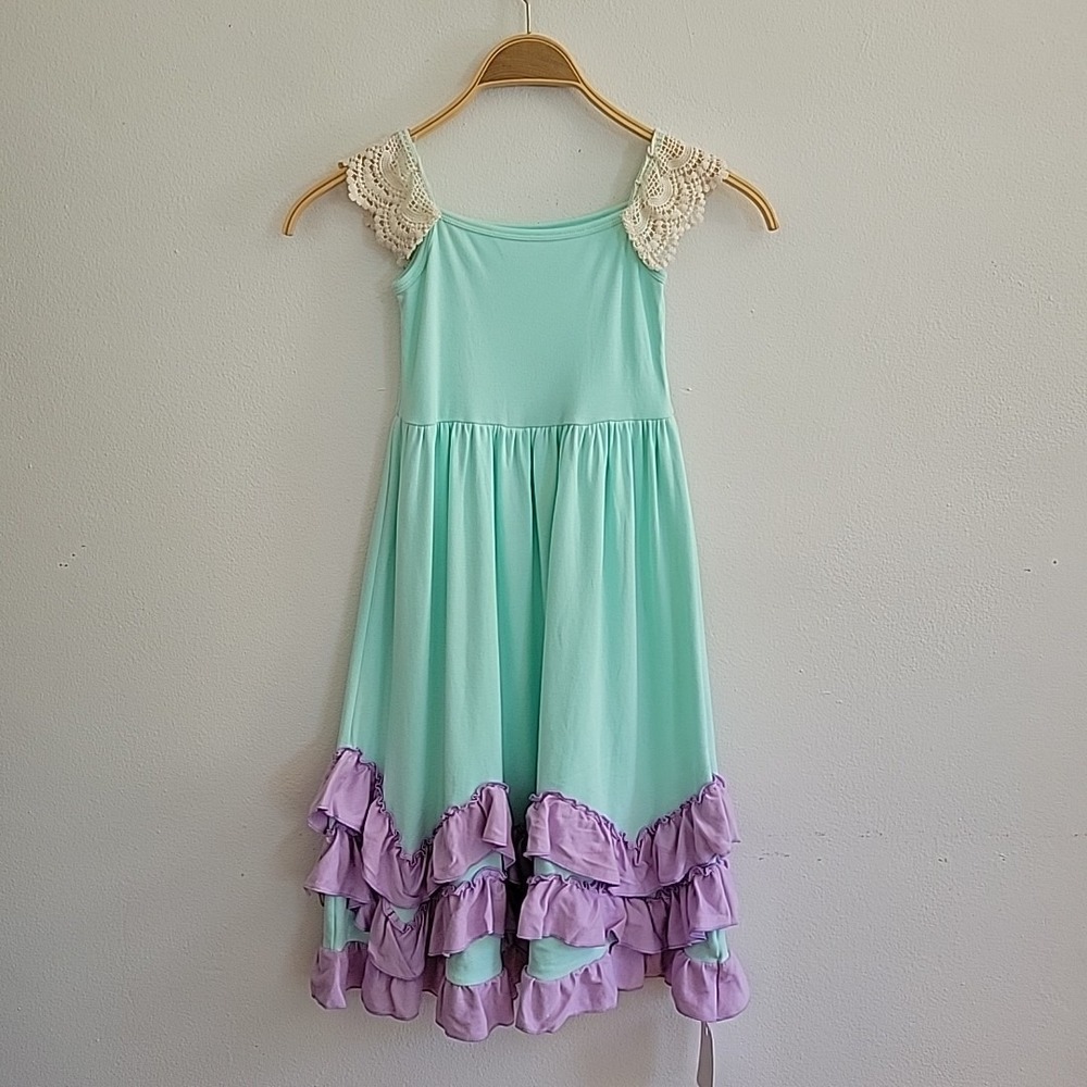 Everweekend Sleeveless Maxi Dress Girls 7T NEW Tiered Ruffle‎ Hem Crochet Sleeve